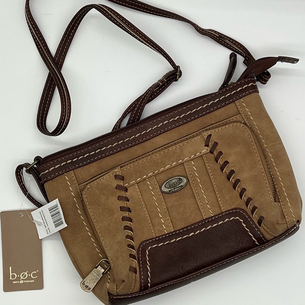 b.o.c. Tan and Dark Brown Crossbody Bag